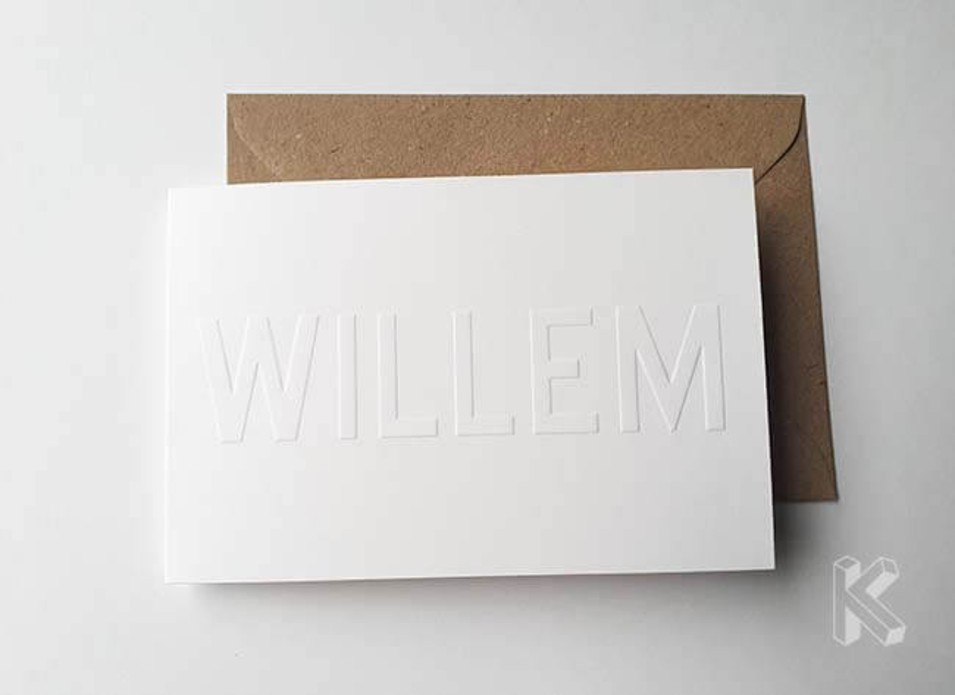 Geboortekaartje Willem met preeg
