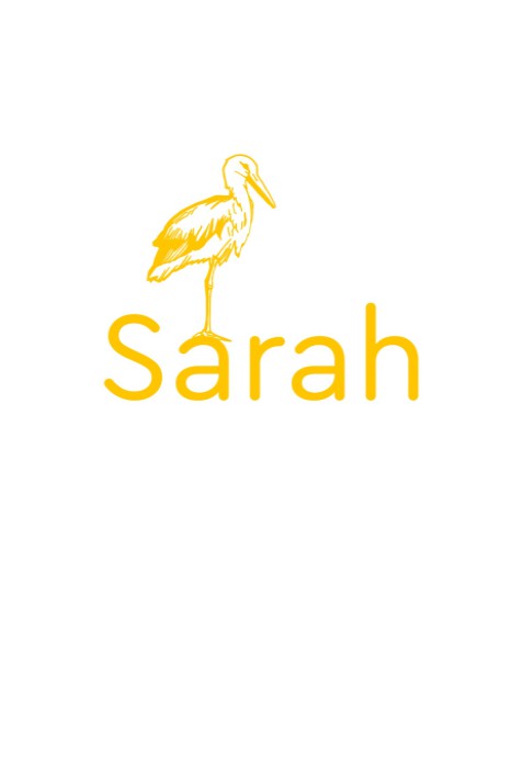 Letterpress met klassieke ooievaar Sarah voor