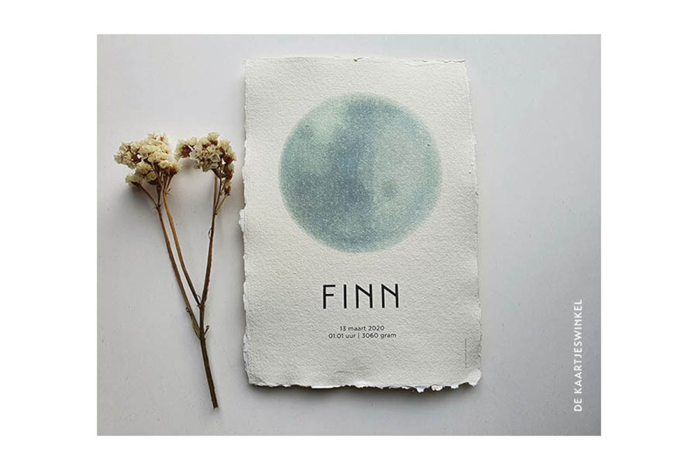 Maanposter handgeschept papier Finn