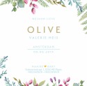 Olive met lieve bloemetjes achter